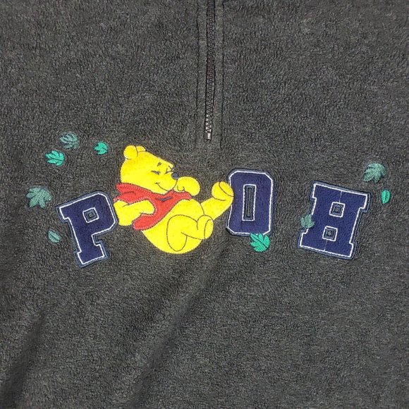 Whinny the Pooh Pull Over Medium M Womens Gray Long Sleeve Fleece 1/4 Zip - Picture 2 of 9
